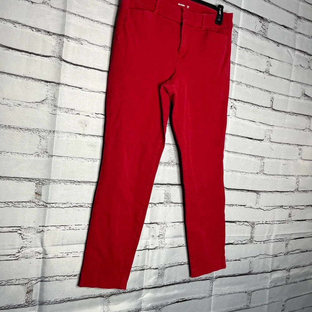 Old Navy Women's Bold Red Ankle Pants - Picture 2 of 14